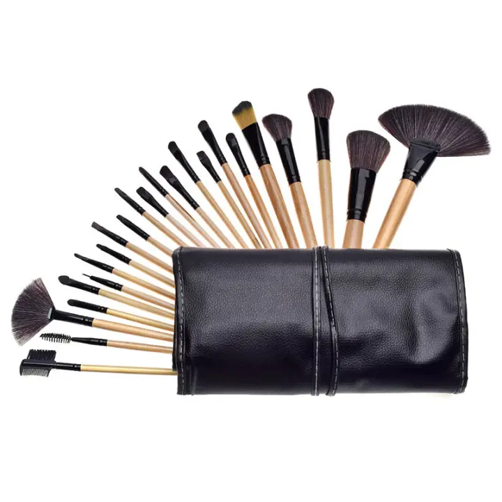 Cosmetics Bag With 24pcs Makeup Brush Sets Eyebrow Powder Foundation Shadows Pu Cosmetics Brushes - 1