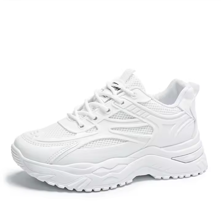 Zapatillas de deporte gruesas blancas para mujer, zapatos de tenis de cuero, zapatillas gruesas para mujer - 1