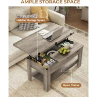 Mesa de Centro Regulable en Altura, Almacenamiento Oculto, 3 en 1, Multifunción, Mesa de Salón, Mesa de Café, Compartimento Abierto, Mesa de Comedor, para Salón, Oficina, Blanco - details 8