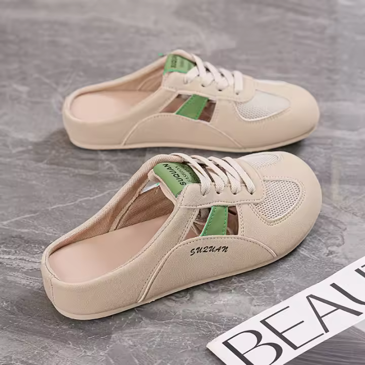 Bolsa retro cabeza media zapatillas mujer desgaste exterior, verano nuevo versátil perezoso un pedal sandalias marea. - 1
