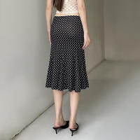 BUNO- Y2K falda elegante con estampado de puntos para mujer, falda media envolvente con volantes, trajes de vacaciones informales elegantes para primavera para mujer - details 6