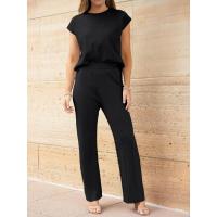 2025 Conjunto informal de punto para mujer: suéter de punto sin mangas + conjunto de dos piezas con pantalones de pierna ancha - details 4