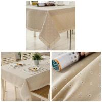 Mantel de Comedor de Encaje de Lino-Algodón con Patrón de Flores Cubierta Minimalista de Mesa para Comedor y Escritorio - details 0