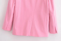 TRAFZA-Conjunto de 2 piezas rosa para mujer, chaqueta con solapa, manga larga, bolsillo, con cordones, Top + pantalones de pierna ancha con cremallera de cintura alta - details 15