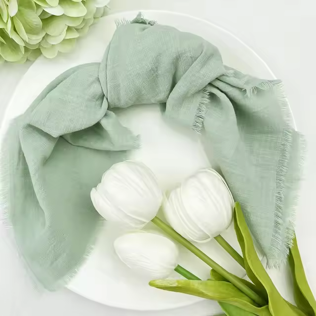 Servilletas de Algodón Tejido Juego de 10/20/50pcs en Verde Menta Ideal para Decoración de Bodas - 1