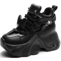 Zapatillas altas de cuero para mujer Zapatos chunky de primavera con cordones - details 1