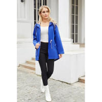 Camiseta impermeable con capucha a rayas de manga larga para mujer, longitud media - details 53