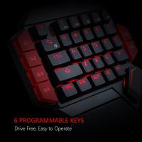 Teclado USB con cable para una mano, 35 teclas luminosas para juegos, tableta, ergonómico, colorido, reposabrazos - details 2