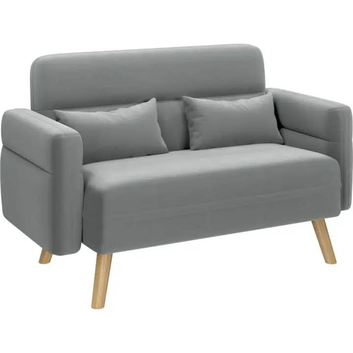 Sofá de Tela Morno Diseño de 2 Plazas Tamaño 116.5X73.5 cm Cojines Lumberos Incluidos Max 158 KG - 1