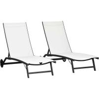 Pack de 2 Hamacas de Jardín Exterior Reclinables de Aluminio con Resalto Ajustable de 5 Niveles y Ruedas Ideal para Playa Piscina 165x66x102 cm Gris Oscuro - details 9