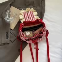 Mochila multifuncional de estilo coreano con encaje a cuadros, mochila de viaje con cerezas, bolso para libros, bolso de hombro con lazo de gran capacidad para verano - details 6