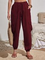Pantalones de cintura elástica para mujer, pierna con bolsillos, estilo coreano, moda estética clásica - details 8