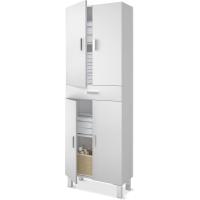 Columna de Baño Grande Mueble de Lavabo de 4 Puertas y Cajón Acabado Blanco Brillante - details 0