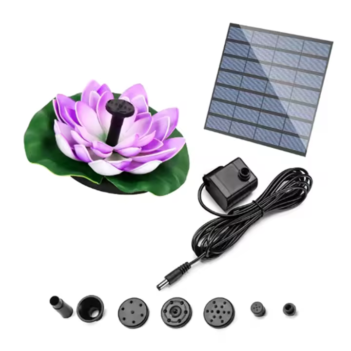 Fuente solar para estanque, fuentes de baño para pájaros al aire libre, jardín flotante de energía solar (púrpura) - 1