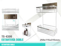 Estantes dobles mejorados para plantas, almacenamiento montado en la pared de acero inoxidable para baño y cocina, organizador de instalación rápida con - details 1