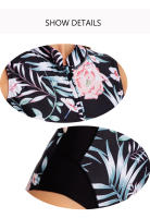 Monokini de tres baños para surf con estampado de cremallera y manga larga con protección UV para mujer - details 9