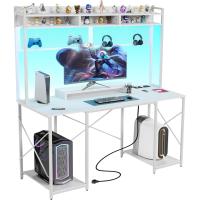 Mesa de Juego Ergonómica Estante de Almacenamiento con Soporte 120x60cm Marrón - details 18