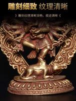 Como el Dios de la riqueza en Nepal, adorno de práctica de estatua de Buda de adoración antigua de cobre puro tántrico tibetano hecho a mano - details 3