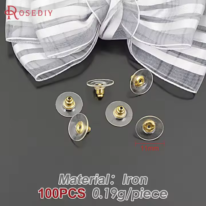 Pendientes de latón y rueda de goma de Color dorado de 18K, tapón trasero de goma, accesorios para hacer joyas Diy de alta calidad para mujer - 1