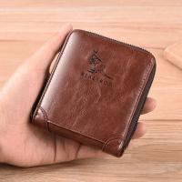 Cartera De Cuero Para Hombre Lujo Monedero Con Bolsillo Para Monedas Y Tarjetas RFID Cierre De Cremallera Regalo Para Hombres Bolsa De Dinero - details 6