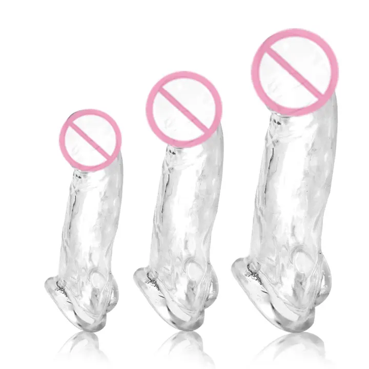 Fundas para pene de 3 tamaños, extensor de funda para pene reutilizable, alargador de pene de extensión de pene de silicona, juguetes sexuales para pene masculino, juego de fundas para pene, funda para pene, retraso de eyaculación - 1