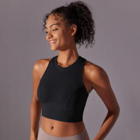 Tops para mujer, Top moldeador de punto de Color sólido, ropa de Yoga recortada en la espalda, deportes, correr, camiseta sin mangas - details 0