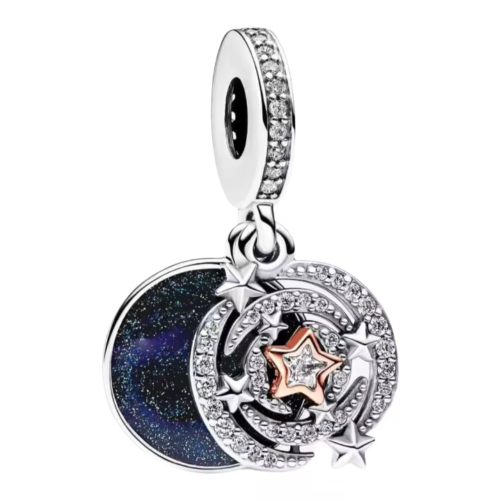 Colgante de plata de ley con colgante de estrella fugaz de dos tonos, incluye caja original - 1