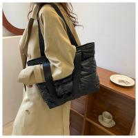 Moda señoras Tote bolsos de gran capacidad de algodón acolchado bolsa de compras rombo bolso portátil acolchado sólido para viajes de ocio - details 13