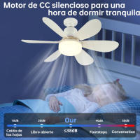 Ventilador de techo de 20,5 pulgadas con luz y mando a distancia, bombilla LED E27 de 40 W, 3 cambios de luz, sin cable, apto para cocina, dormitorio y habitaciones pequeñas. - details 10