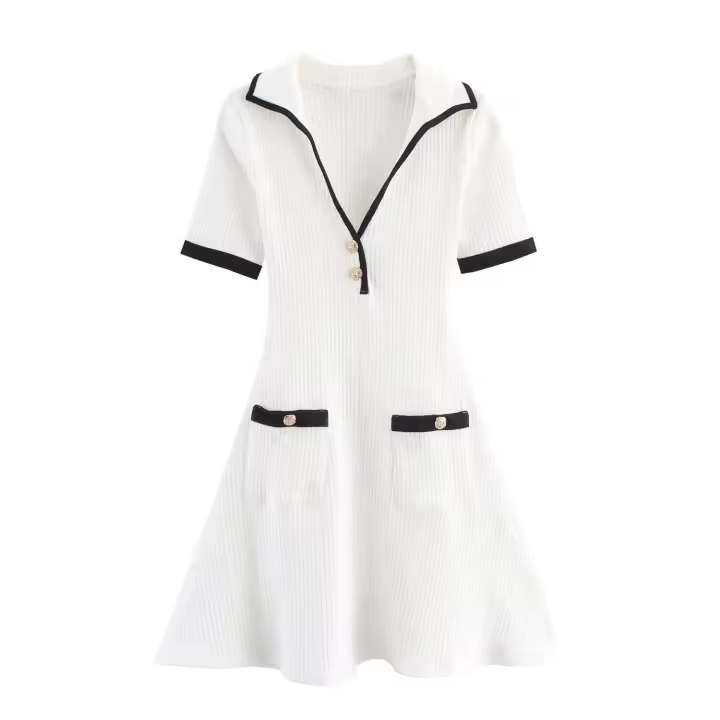 Vestido acanalado con botones de metal elegante a la moda para mujer nuevo estilo 4770/154/084 - 1