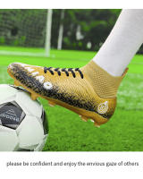 Zapatos de fútbol de marca para hombres, botas de fútbol de tobillo alto, hierba antideslizante al aire libre, zapatillas de deporte de partido de entrenamiento Multicolor, TF/FG - details 21