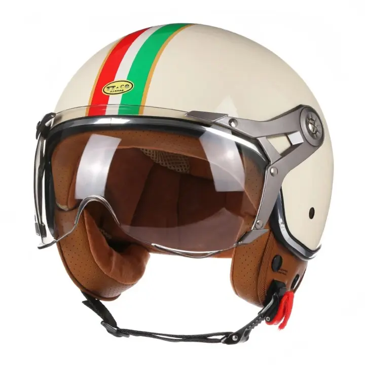 Casco De Motocicleta Con Visera 3/4 Abierto Retro Para Scooter Y Moto Material ABS Peso 1kg - 1