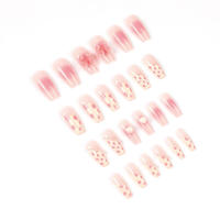 Uñas postizas sólidas y a prueba de astillas con patrón de puntos rosas para uso diario por parte de esteticistas - details 0
