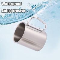 Taza de acero inoxidable de 220/300ml, gancho de mosquetón, mango portátil para caminata, taza para acampar, viaje, multifuncional, para acampar al aire libre, 1 Uds. - details 13