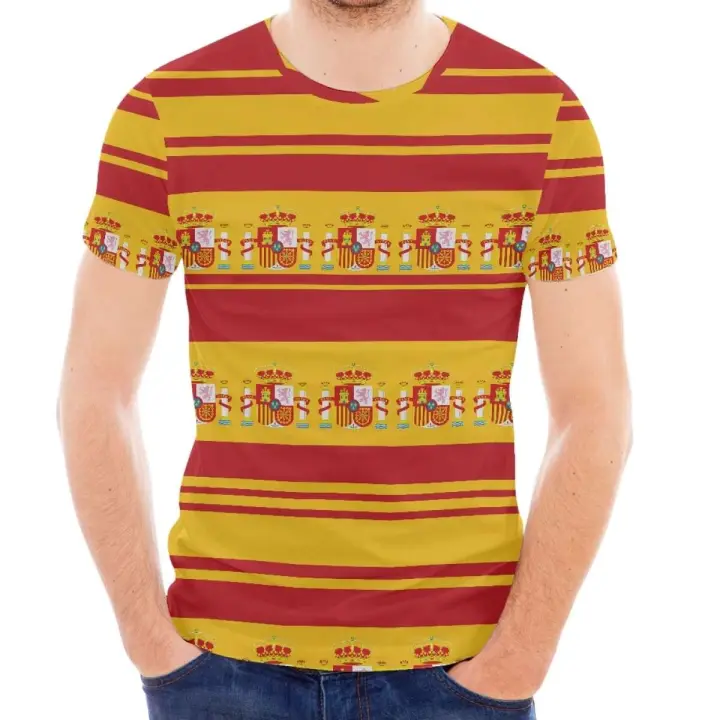 Ropa deportiva informal con diseño de bandera española, camiseta de manga corta de secado rápido, ropa de moda para hombre - 1