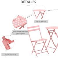 Juego de Muebles de Jardín Plegable Mesa Redonda, 2 Sillas y Resaldo de Acero - details 12