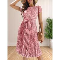Vestido Elegante De Mujer Con Floral Cuello Redondo Lazo Bohemio Manga Batwing Vestido De Fiesta De Verano Longitud Media A-Line - details 14
