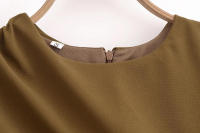 Mini vestido elegante de verano con cuello redondo y sin mangas, decoración informal plisada, vestidos cortos en la espalda para mujer - details 16