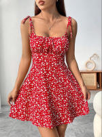 Vestido corto con tirantes florales nuevo estilo francés de verano - details 4