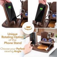 día del padre,Regalo para Hombres Giratorio Soporte de Carga de Madera para teléfonos móviles Carteras Seres Queridos ya Sea por su Aniversariodía Festivo o Solo como un Presente (Negro) - details 1