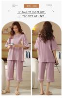 Conjunto de pijama de dibujos animados para mujer, pijama informal con cuello redondo, pantalones cortos y pantalones cortos, 100% algodón, verano, M-5XL - details 13
