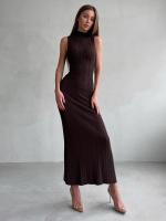Mujer de punto sin mangas con cuello alto, vestido largo elegante de moda para otoño 2023 - details 8