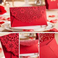 Sobres rojos chinos con grabado láser, paquete rojo hueco Rectangular en relieve, matrimonio tridimensional de HongBao, 6 uds. - details 8