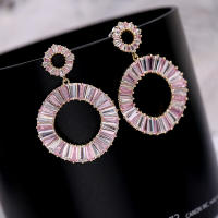 Pendientes de bucle rosa mujer moda circonitas personalidad loop versátil simple S925 plata aguja adornos - details 1