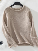 Jersey informal de cuello redondo para mujer, Jersey holgado de punto de manga larga, Tops de otoño e invierno, 2024 - details 12