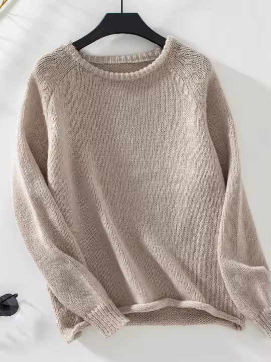 Jersey informal de cuello redondo para mujer, Jersey holgado de punto de manga larga, Tops de otoño e invierno, 2024 - 1