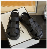 Sandalias de moda con hebilla retro y suela plana, estilo romano, huecas y cómodas para mujer. - details 20