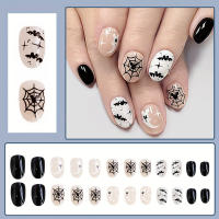 Parche de uñas postizas de Halloween para mujer, decoración de uñas elipse única en blanco y negro, maquillaje de manicura - details 1
