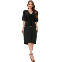 2025 Primavera/Verano Nuevo vestido negro con cuello en V para embarazadas - details 5