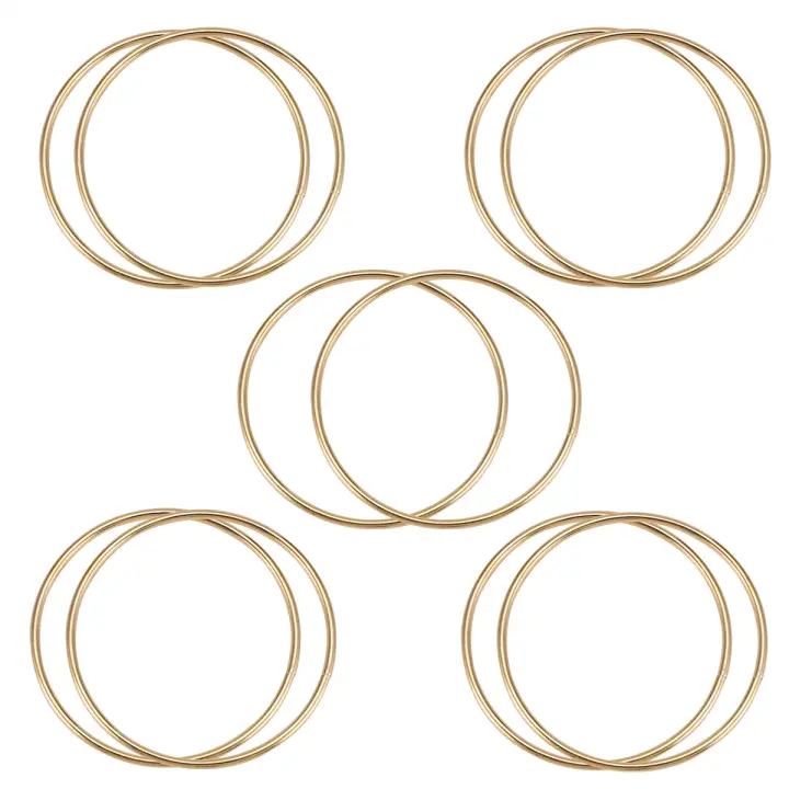 Paquete de 10 anillos de metal atrapasueños dorados de 3 pulgadas, aros, anillo de macramé para atrapasueños y manualidades - 1